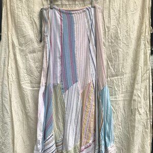 Striped Patchwork Boho Maxi Skirt